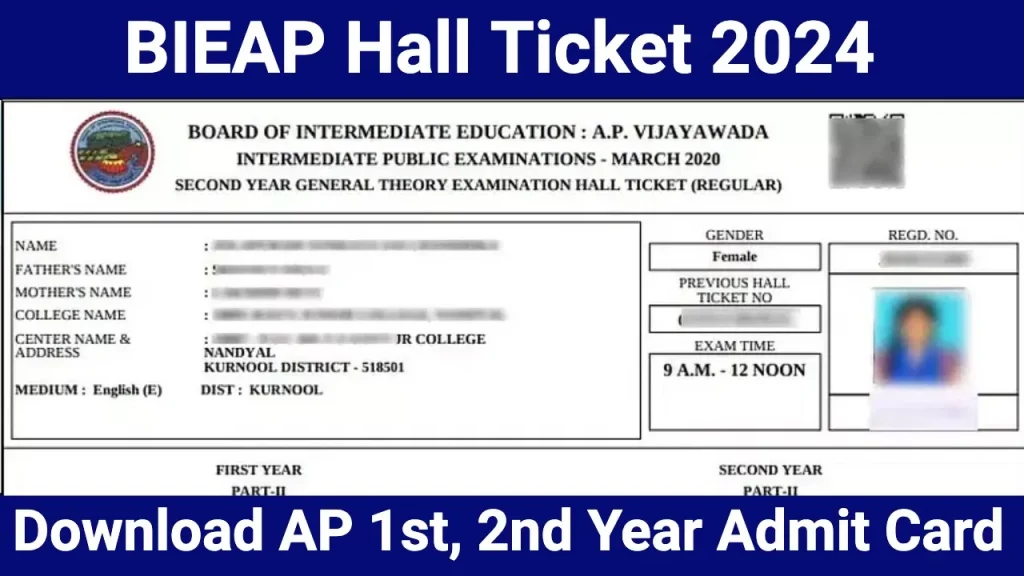 BIEAP Inter Hall Tickets 2024 Link (Out), Download AP Inter 1st & 2nd