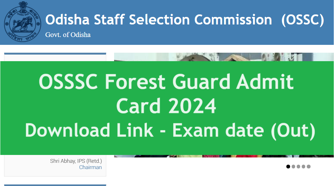 OSSSC Forest Guard Admit Card 2024 (Out) Check Odisha Forester