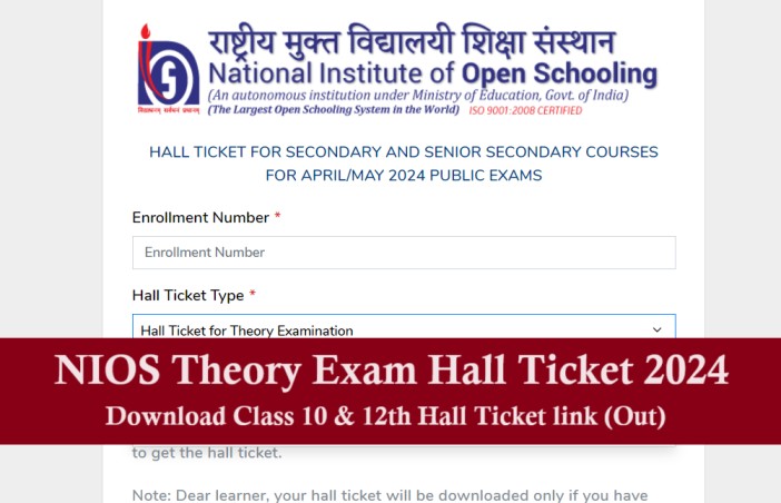 NIOS Class 10th 12th Theory Exam Hall Ticket 2024