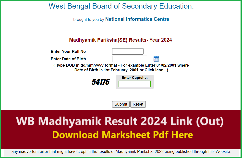 WBBSE Madhyamik Result 2024 Link 