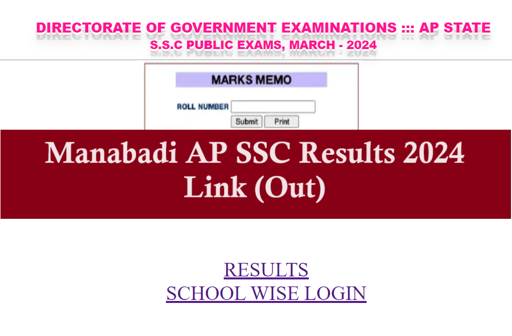 Manabadi AP SSC Result 2024 Name Wise Link