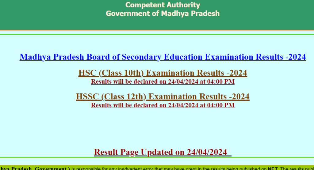 mpbse.mponline.gov.in 2024 Class 12th Result Name Wise Link