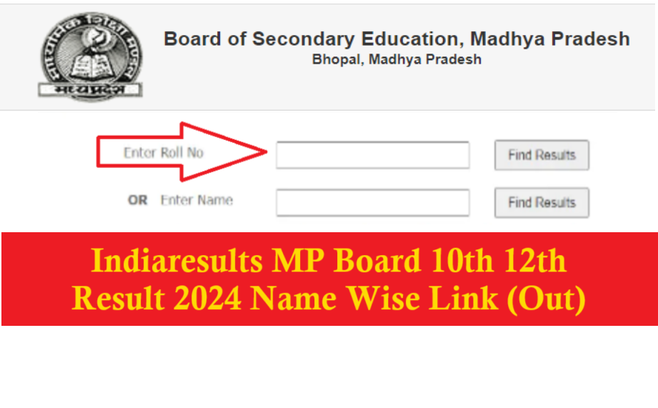 Indiaresults.com 2024 Mp Board 10th 12th Result 2024 Name Wise Link