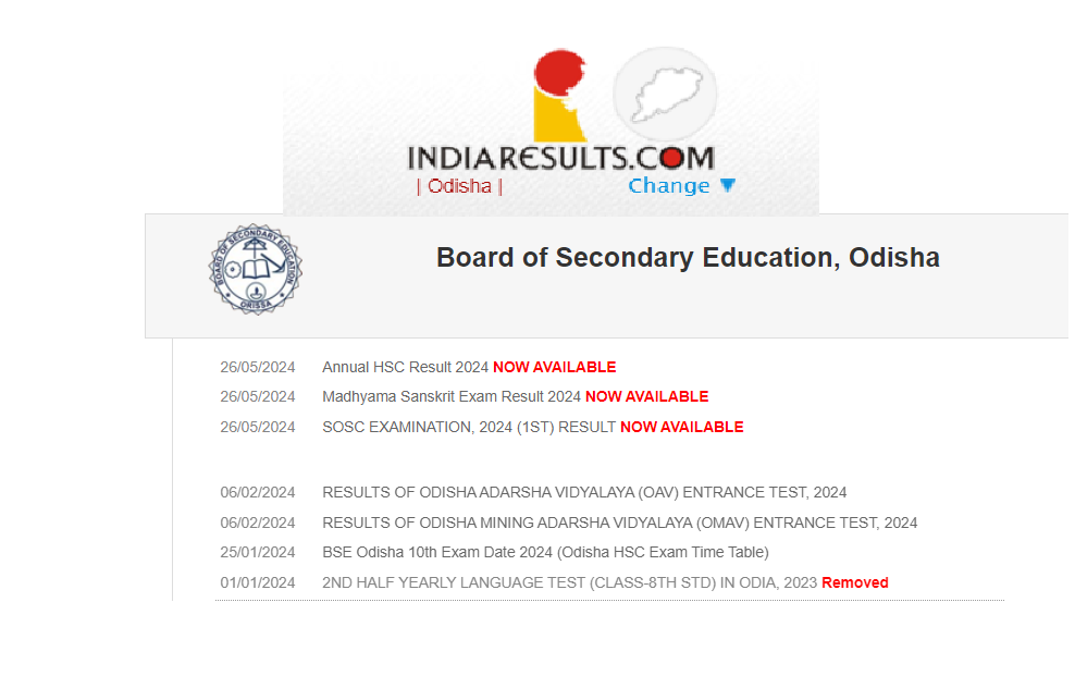 BSE Odisha Annual HSC Result 2024 Link Name Wise