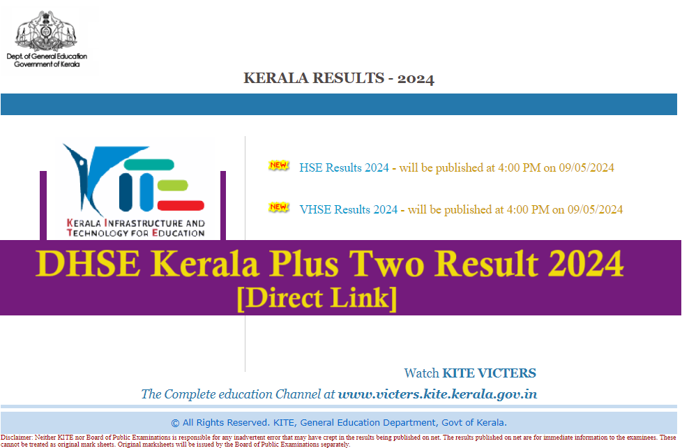 results.kite.kerala.gov.in 2024 Plus Two Result link